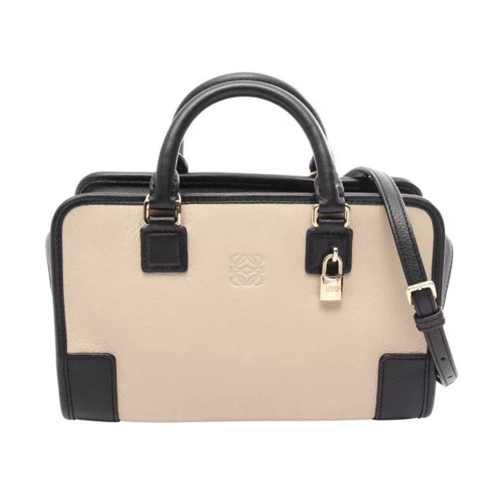 Loewe Amazona Handbag Leather Beige Cream Black